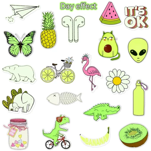 20 Cute Glow-in-the-Dark Stickers for Girls - Waterproof Vinyl Sticker Pack for Bikes, Cars, and Laptops - Image 2