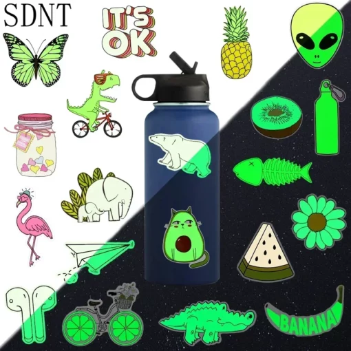 20 Cute Glow-in-the-Dark Stickers for Girls - Waterproof Vinyl Sticker Pack for Bikes, Cars, and Laptops